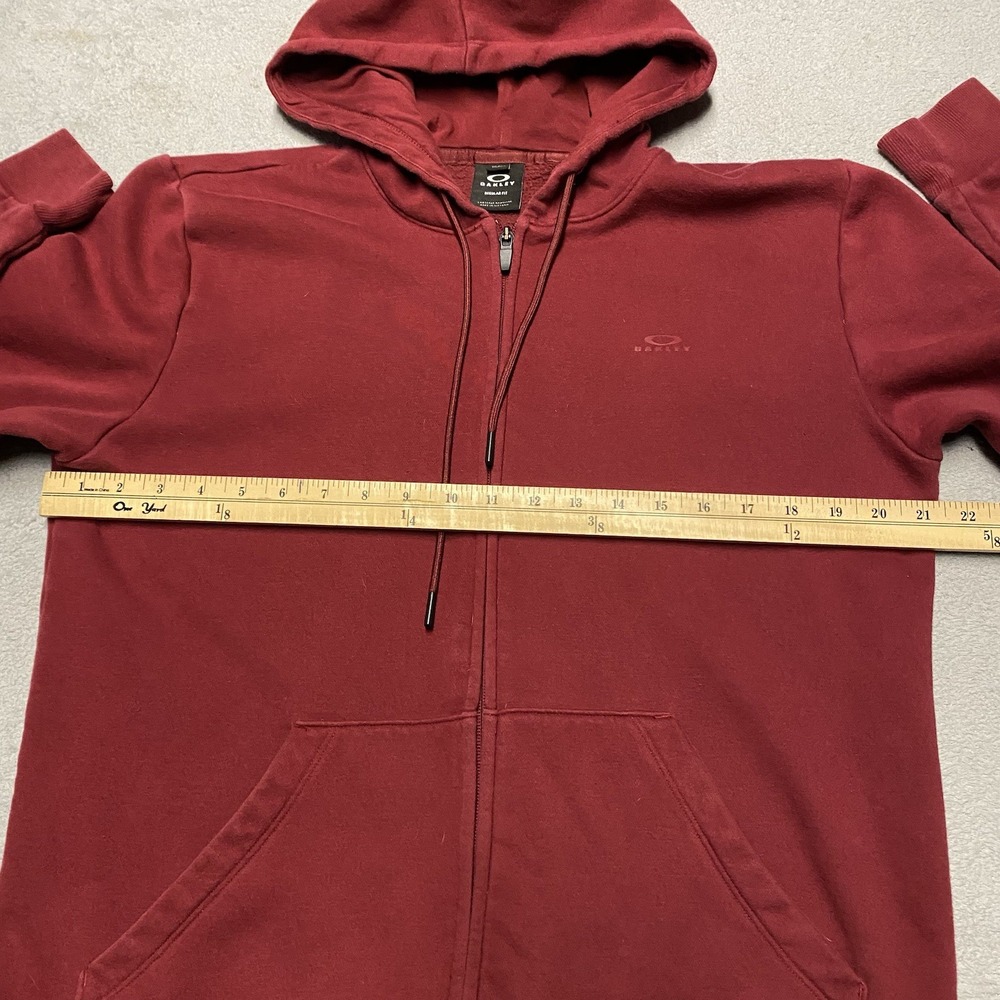 Oakley Hoodie Mens Small Red Full Zip Pockets Logo Classic Regular Fit - Picture 4 of 7